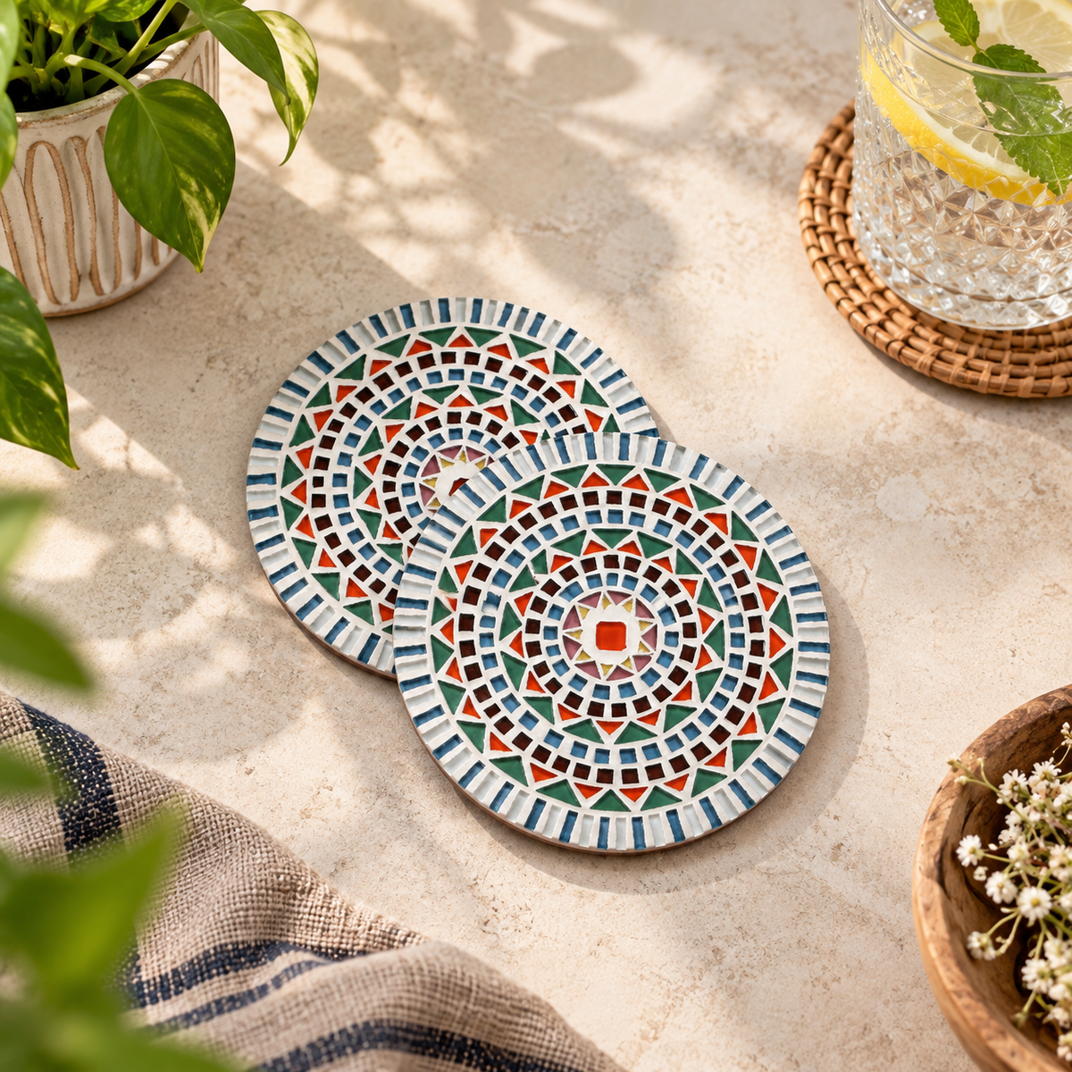 Handcrafted coasters for table décor – Coasters collection by hoWme