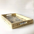 Handcrafted Carved floral mosaic wooden serving tray – hoWme
