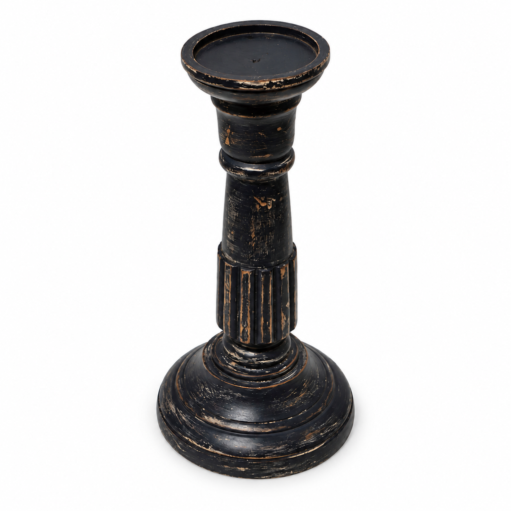 Handcrafted Antique Navy Blue Candle Stand top angle view for floor décor – hoWme
