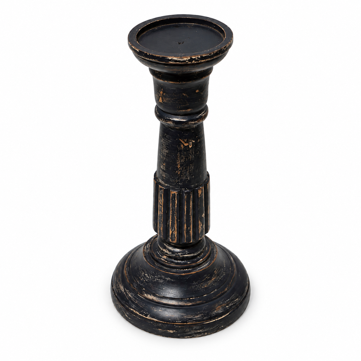 Handcrafted Antique Navy Blue Candle Stand top angle view for floor décor – hoWme