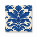 Blue floral decoupage MDF coasters set of six on white background - hoWme
