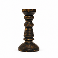 Blue and gold wooden candlestand, 15 cm tall. hoWme