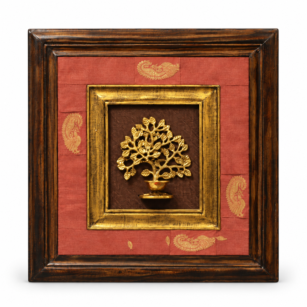 Handcrafted Bodhi Tree with Diya Brass Artefact Frame styled wall creative – hoWme