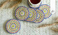 Multicolour circular mosaic MDF coasters set of six - hoWme