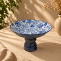 Blue wood and glass fruit bowl for table or shelf décor – hoWme
