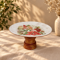 Red and white wood and glass cake stand for table or shelf décor – hoWme