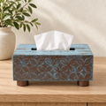 Blue and grey decorative tissue holder for table or shelf – hoWme
