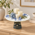 Blue and white wood and glass cake stand for table or shelf décor – hoWme