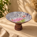 Red and purple wood and glass fruit bowl for table or shelf décor – hoWme