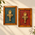 Handcrafted Framed Brass Aarti Diya Wall Accent set of two styled on a wall – hoWme