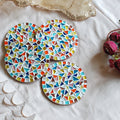 Geometric multicolour mosaic MDF coasters set of four - hoWme