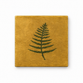Gold and green fern decoupage MDF coasters set of six on white background - hoWme