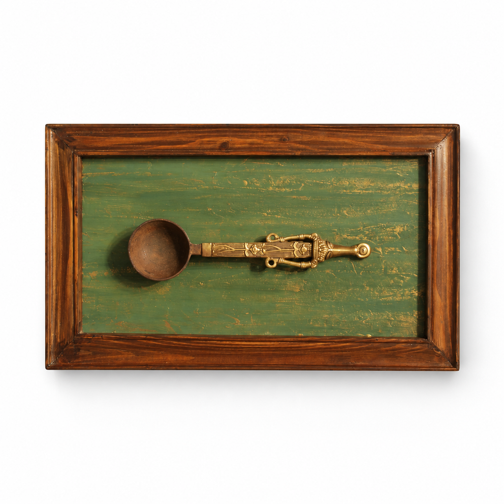 Handcrafted Framed Tribal Ladle Green Backdrop landscape view for wall décor – hoWme