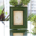 Handcrafted Green wooden photo frame with distressed vintage finish for table or shelf décor – hoWme