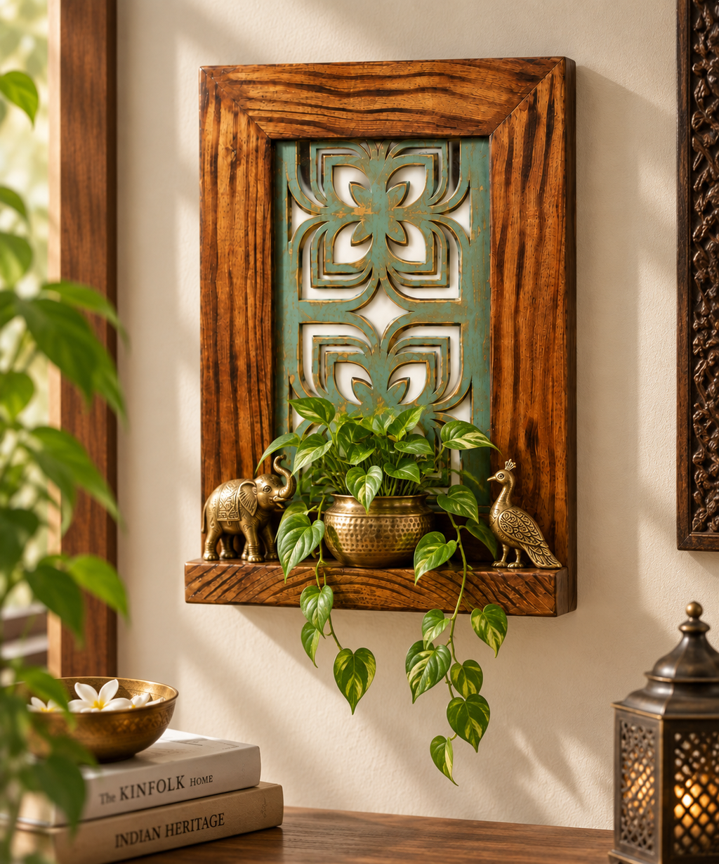 Handcrafted Gulnaar Heritage Shelf Blue wall styling creative – hoWme