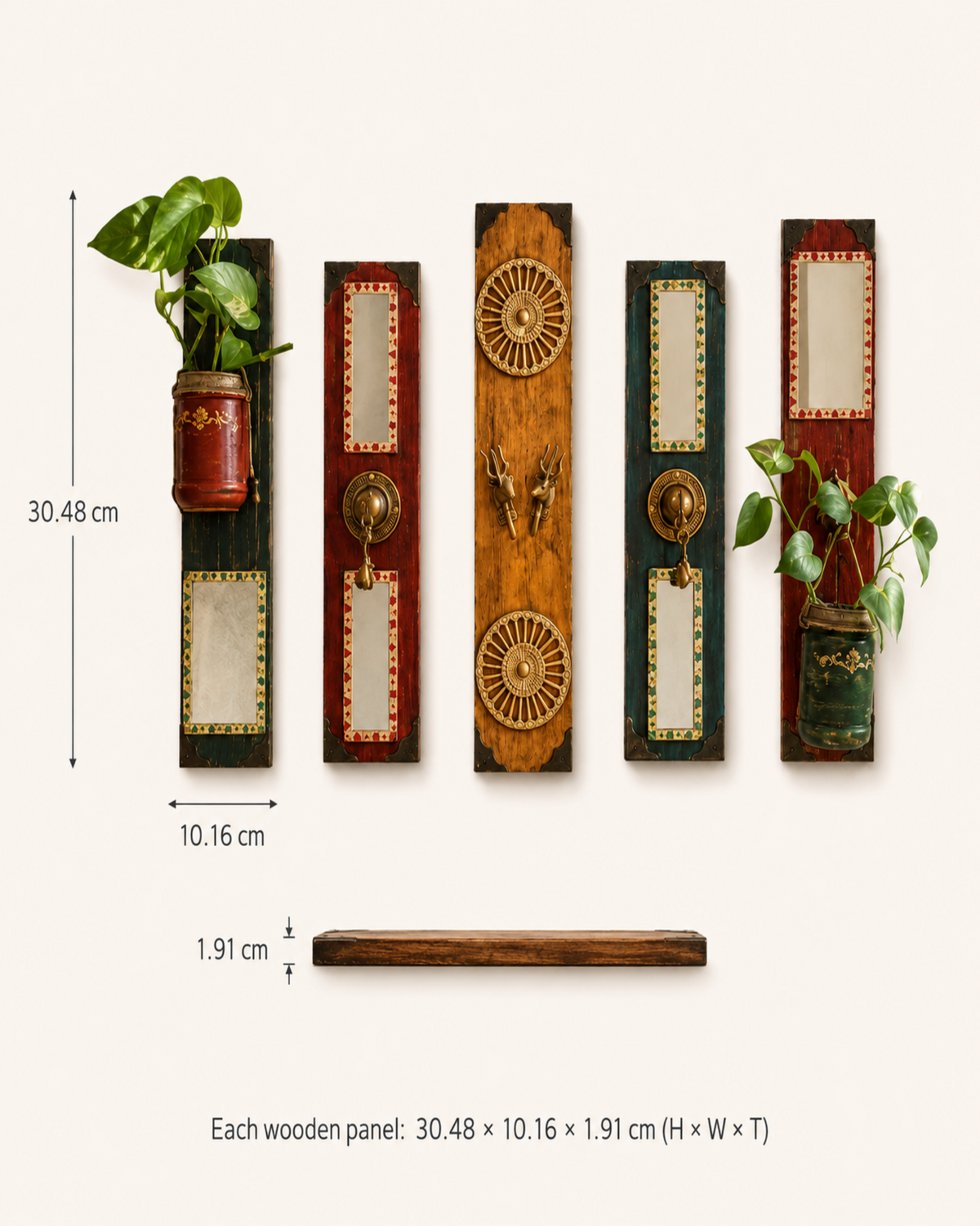 Handcrafted wooden wall panel set dimensions 30.48 x 10.16 x 1.91 cm – hoWme