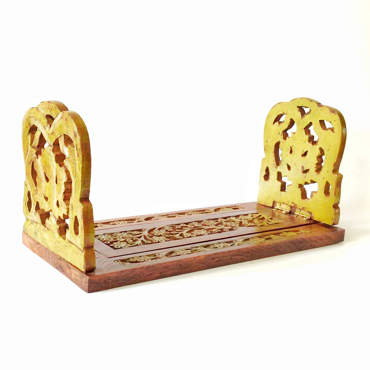 Handcrafted yellow extendable wooden bookend for table or shelf décor – hoWme