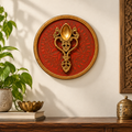 Handcrafted framed brass camphor aarti red backdrop for wall décor – hoWme