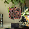 Handcrafted carved wooden decorative block on a stand for table or shelf décor – hoWme