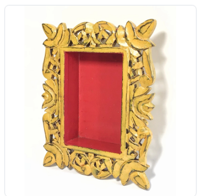 Handcrafted Carved wooden frame box empty angled view for wall décor – hoWme