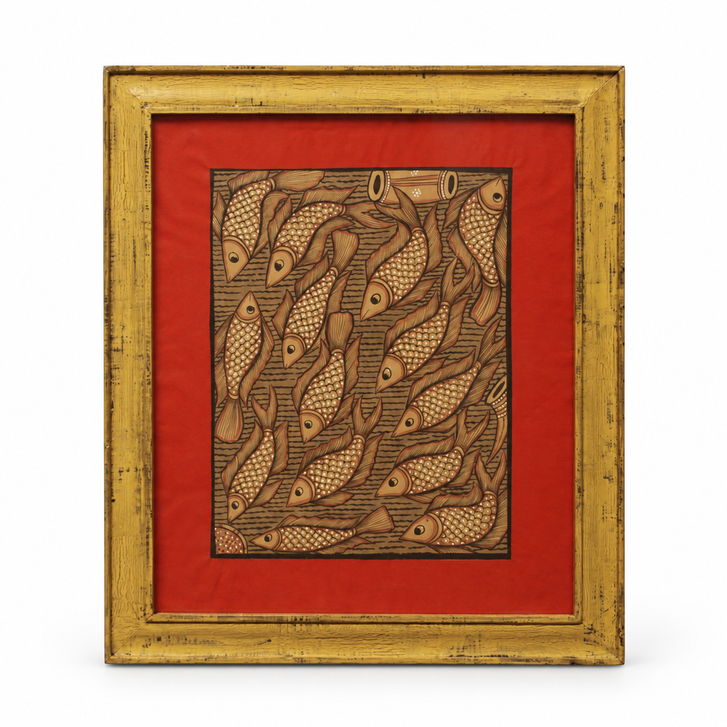 Handcrafted fish hand painting – front view for wall décor – hoWme
