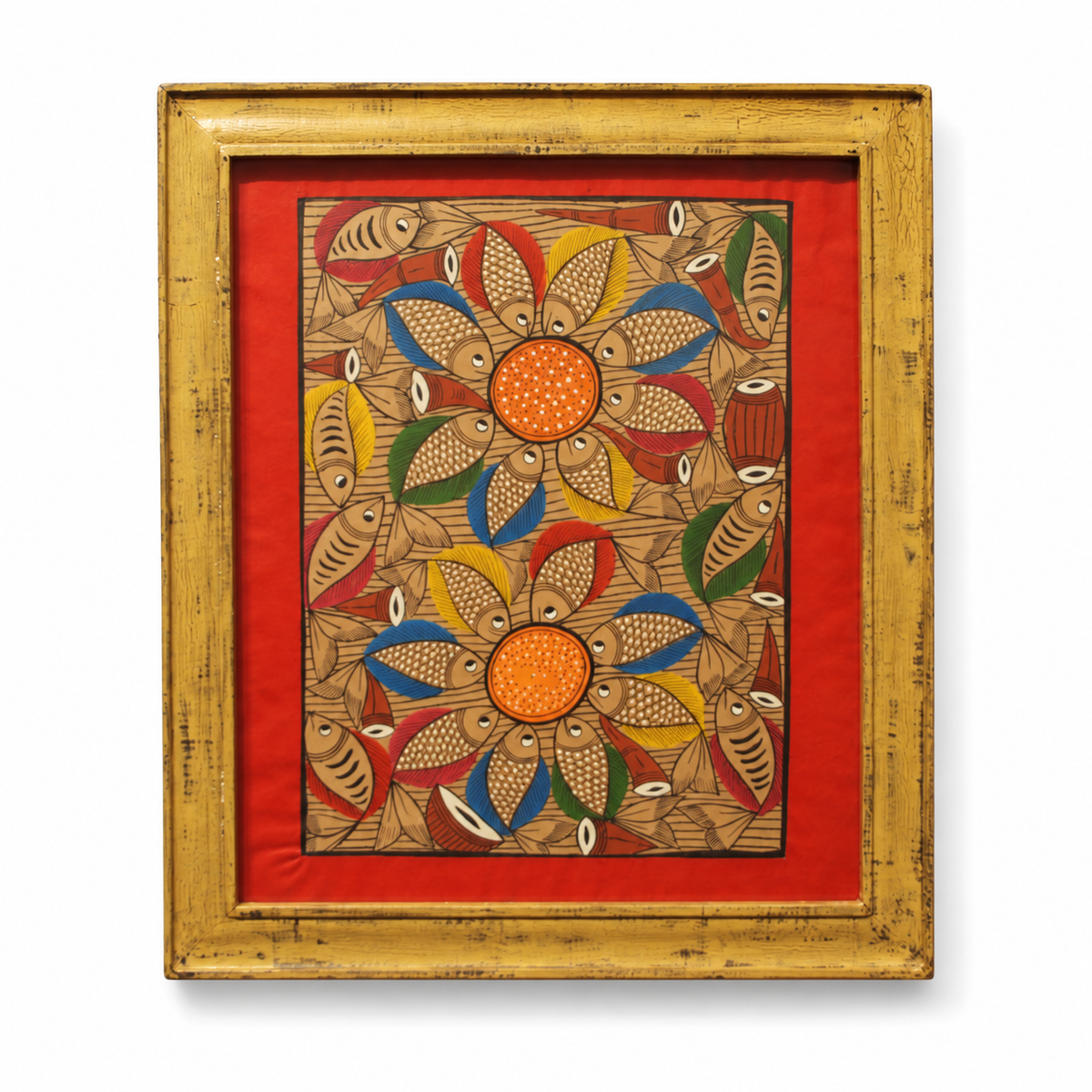 Handcrafted folk art hand painting – front view for wall décor – hoWme