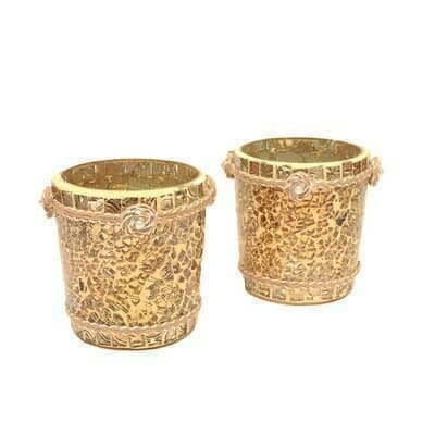 Handcrafted Pair of glass mosaic tealight holders for table or shelf décor – hoWme