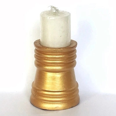Golden handcrafted wooden decorative candle stand – hoWme