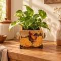 Handcrafted yellow decoupage planter for table or shelf décor – hoWme