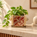 Handcrafted Red Abstract Floral Decoupage Planter for table or shelf décor – hoWme
