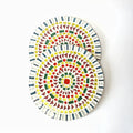 Multicolour mosaic MDF trivets set of two on white background - hoWme