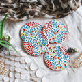 Multicolour mosaic MDF coasters set of four in styled setting - hoWme