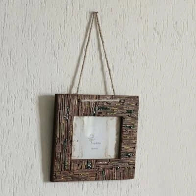 Handcrafted Multicolour wooden photo frame with abstract epoxy design for table or shelf décor – hoWme