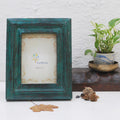 Handcrafted Olive green wooden photo frame with distressed finish for table or shelf décor – hoWme