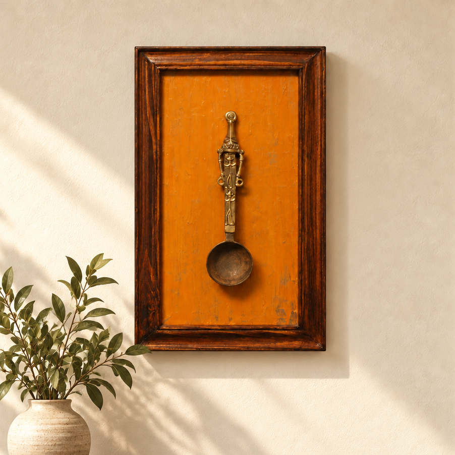 Handcrafted Orange framed tribal ladle styling for wall décor – hoWme