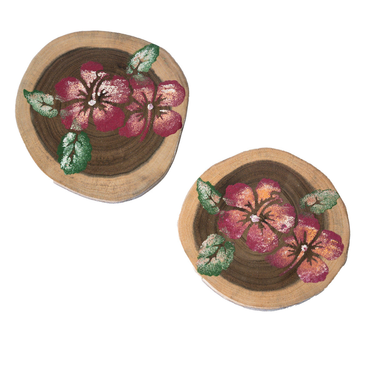 Purple hand-painted wooden coasters set of two - hoWme