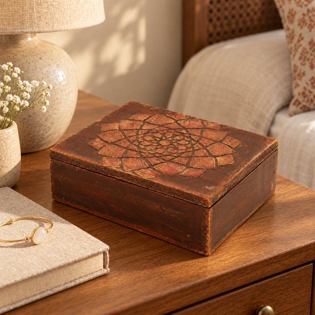 Purple wooden playing card storage box for table or shelf decor – hoWme