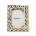 White floral wooden photo frame with glass on white background hoWme