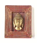 Handcrafted wooden frame with brass Buddha artefact for table or shelf décor – hoWme
