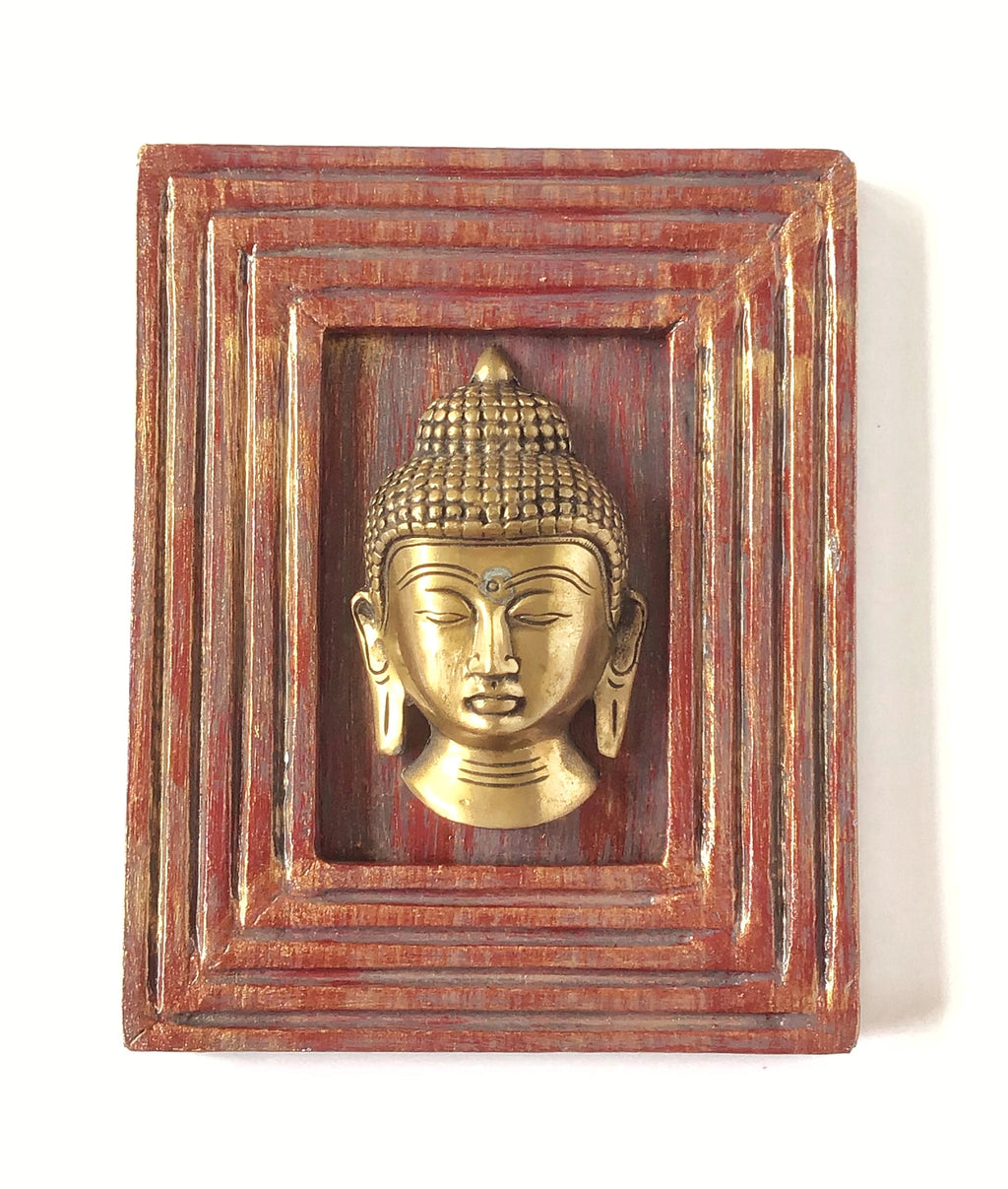 Handcrafted Fusion wood and brass Buddha decorative frame for table or shelf décor – hoWme