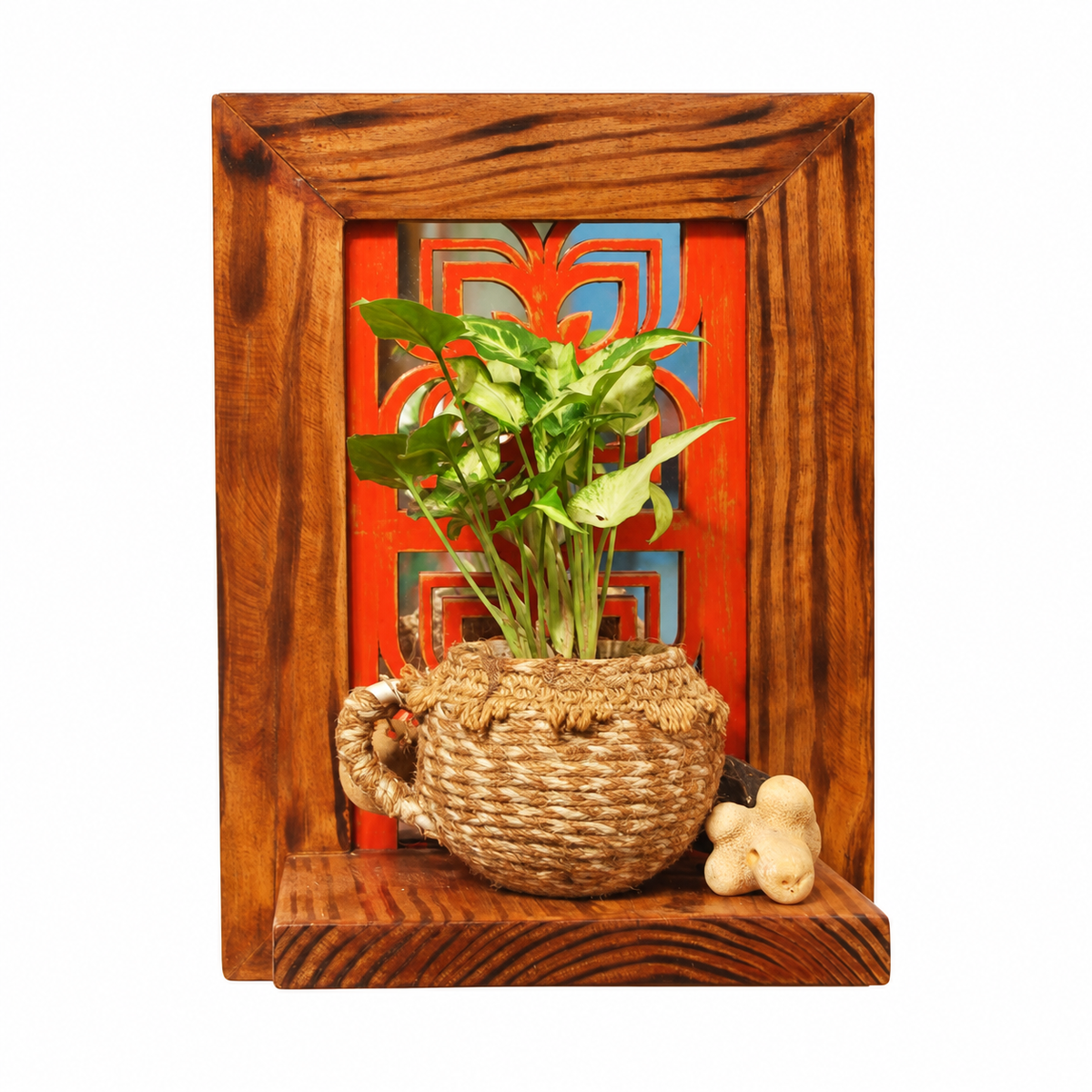 Handcrafted Gulnaar Heritage Shelf Red styled front view for wall décor – hoWme